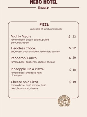 Pizza Menu