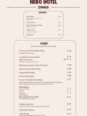 Dinner Menu
